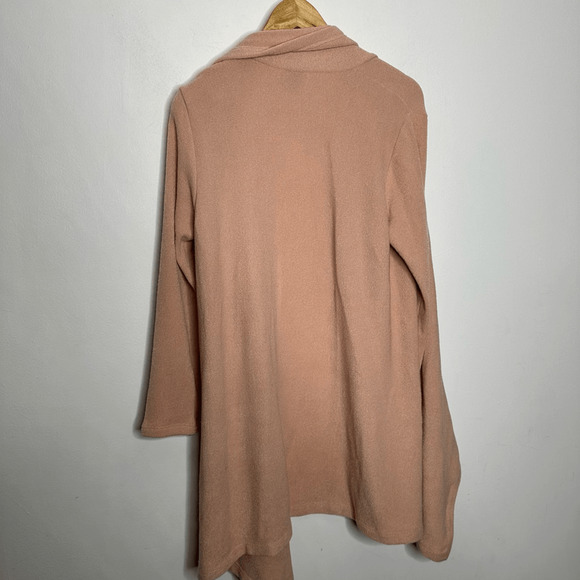 CLARA SUN WOO Cozy Sweater Knit Draped Cardigan Open front Knit pink womens L - Picture 5 of 6